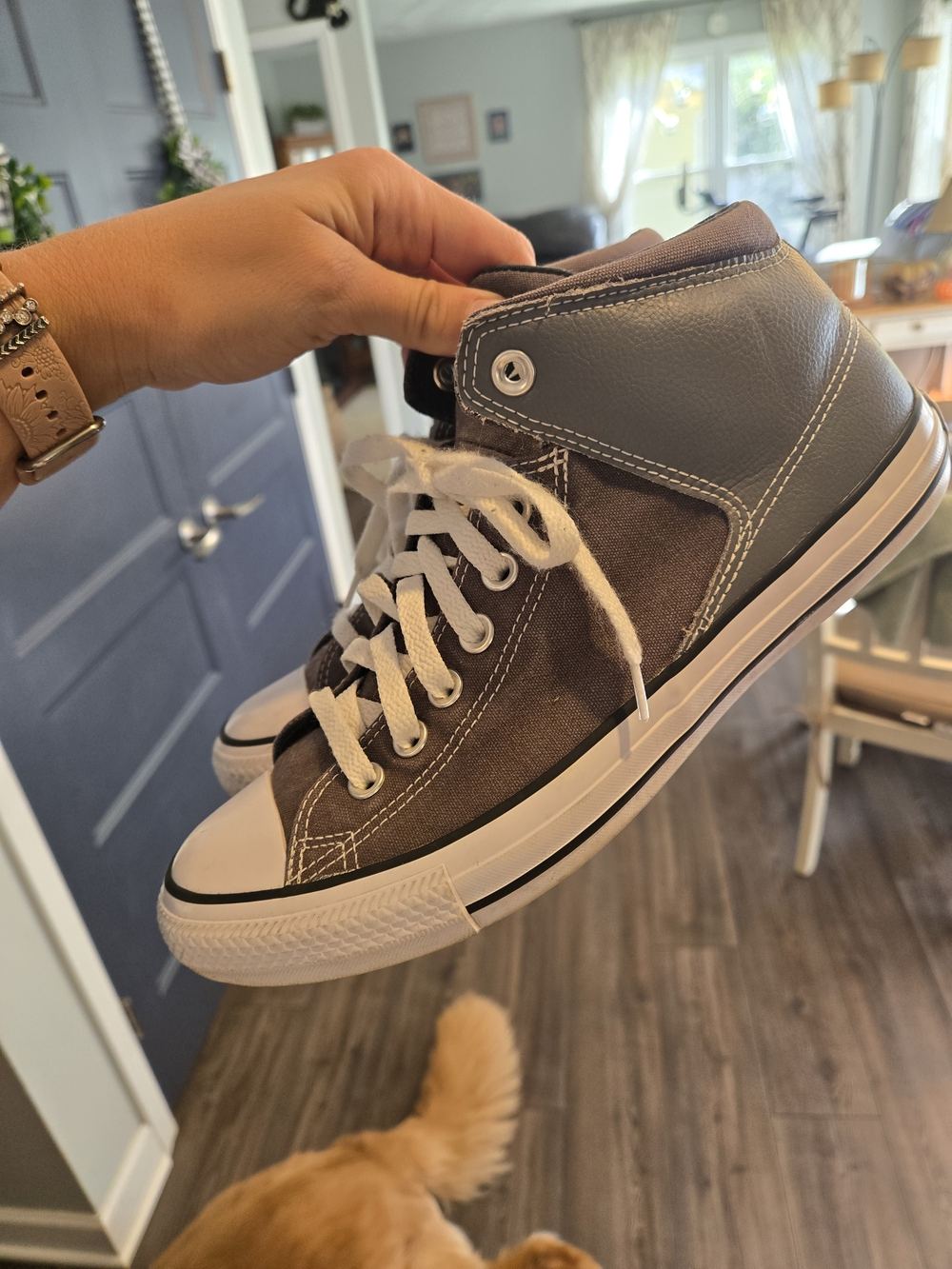 Men's Converse High-Top Canvas Sneakers in Gray and White